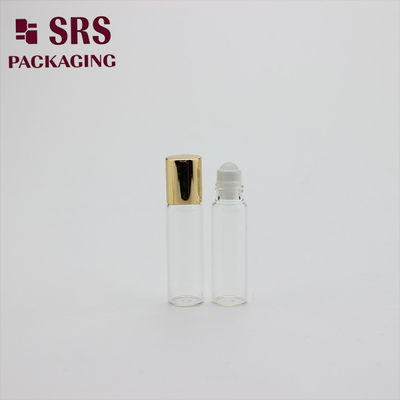 خرید SRS بطری گلوله ای شیشه ای 5 میلی لیتر با کلاه آلومینیومی طلایی تولید آنلاین