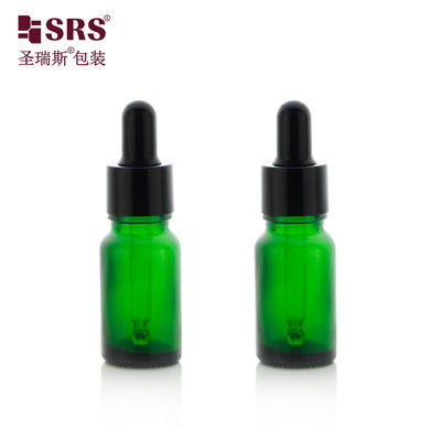 خرید D001-20ml بطری شیشه ای سبز خالی با قطره قطره ای پلاستیکی سیاه تولید آنلاین