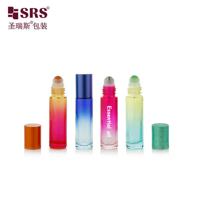خرید BLPM-10ml خالی دور سفارشی رنگارنگ قالب شیشه ای بطری رول با شیشه و پلاستیک کاپ گزینه ای با گل سنگ قیمتی برای عطر تولید آنلاین