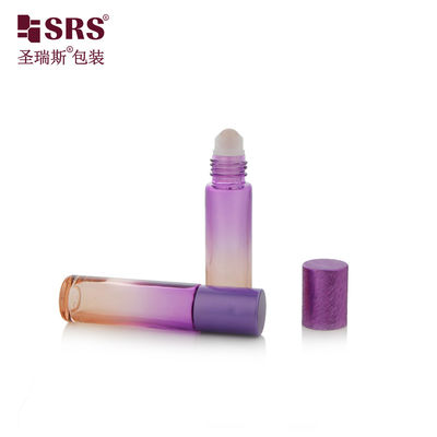 خرید BLPM-10ml بطری های شیشه ای رولر بنفش زیبا بطری های حلقه ای با قطر 21 میلی متری با کاپ آلومینیومی برای روغن های عطر تولید آنلاین