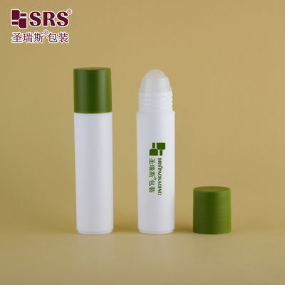 RPP(P)-30ml 1oz White Matte Frosted Bottle In Plastic با کلاه سبز ارتش مته با رولر بال اپلیکاتور برای لوازم آرایشی