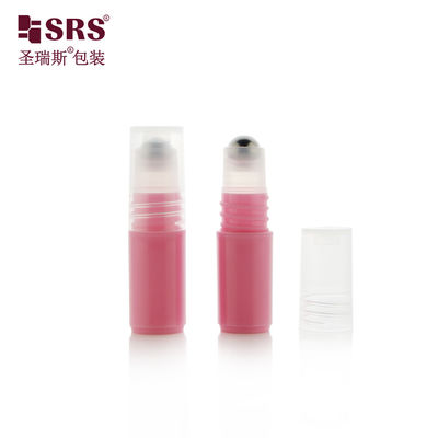 RPPH-3ML هندوانه رنگ صورتی بطری های آزمایش نمونه کوچک با توپ فلزی رولر کلاه کوچک برای عطر سفر