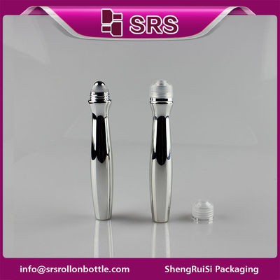 SRS بسته بندی پلاستیکی 15ml رنگ نقره ای PETG رول روی بطری با توپ فولادی
