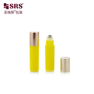 RPA(S)-2ML بطری رولر عطر گرد زرد درخشان درخشنده با کاپ گل رز طلا