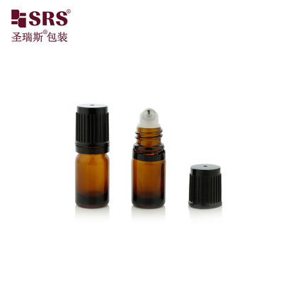 BLPF-5ml شانه گرد شیشه ای آبی سبز زردچوبه با کاپ ضد دستکاری با گلوله شیشه ای برای روغن