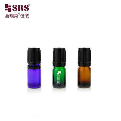 BLPF-5ml ظرف بطری سبز رنگ سفارشی با کپسول تی ای ریب دار کپسول پلاستیکی سیاه شیشه ای برای عطر