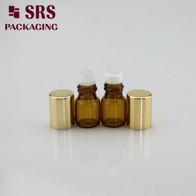 SRS خالي 1ml لاغر مینی شیشه نمونه رول روی بطری با کاپ آلومینیوم طلایی