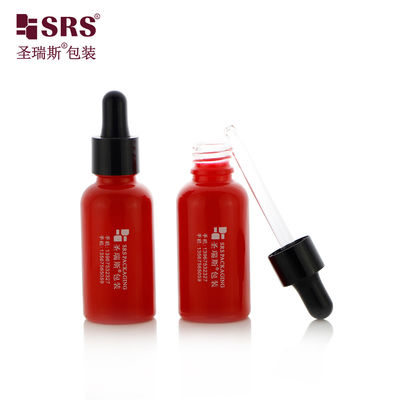 D001-50ml بطری های قطره ای مخصوص روغن شکم قرمز گرم برای محصولات حساس مراقبت از شکم با بالای قطره ای پلاستیکی PP سیاه درخشان با پیپیت شیشه ای