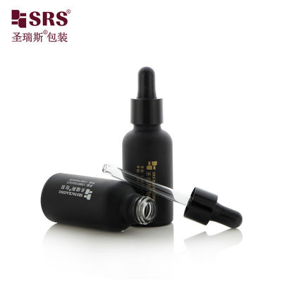 D001-50ml برچسب قابل سفارشی شدن بطری قطره ای خالی طراحی پوشش مات سیاه برای مراقبت های شخصی محصولات مراقبت از پوست با خدمات علامت گذاری طومار داغ طلایی