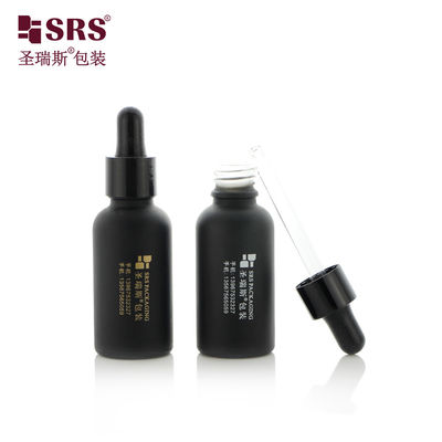 بطری شیشه ای قطره دار پلاستیکی سیاه 5ml 10ml 15ml 20ml 30ml 50ml 100ml برای روغن