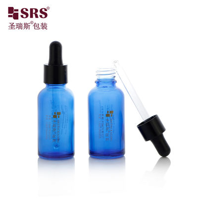 D001-50ml پوشش آبی شیشه شفاف بطری روغن ضروری با قطره سیاه درخشان ظرفیت چندگانه برای محصولات آروماتراپی