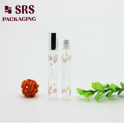 SRS 10ml رول شیشه ای روغن ضروری رنگی شفاف روی بطری با کف نقره ای آلومینیومی