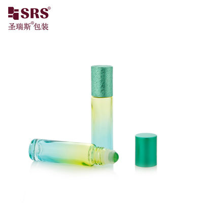 BLPM-10ml Aqua Green Gradient Industrial Glass Perfume Vial Container With Roller Ball برای مراقبت های شخصی