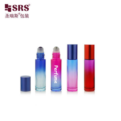 BLPM-10ml بطری خالی گرد شیب دار رنگارنگ فلز ضد زنگ گلوله ای عطر 10ml رول روی بطری برای استفاده از روغن آرایشی