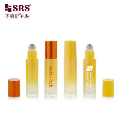 BLPM-10ml بطری رول شیشه ای قالب دار با رنگ زرد متغیر تخصیص نمونه رایگان با توپ فولادی برای عطر