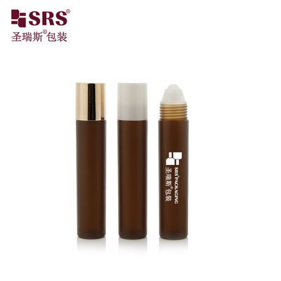 RPP دوامدار P -20ml مات Frosted Finish خالی قهوه قهوه ای رنگ رول روی بطری با کلاه پیچ طلا برای بسته بندی مراقبت از چشم