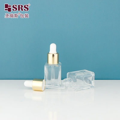 D1877-10ml رنگ سفارشی و گزینه های نام تجاری بطری قطره ای خالی با شانه طلایی درخشان سفید سر لامپ سیلیکونی برای سفارشات انبوه برای بسته بندی سرم