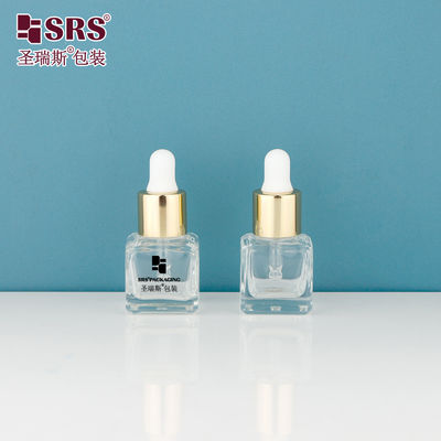 D392-8ml لابراتوار مربع شفاف شیشه خالی بطری قطره دار با سیاه چاپ صفحه ابریشم سفارشی لوگو