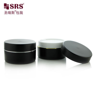 SRSJK-100g بسته بندی آرایشی سازگار با محیط زیست راه حل های آرایشی مردانه سیاه 100g شیشه کرم در پلاستیک برای اسکراب بدن
