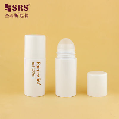 PET43-130ML بطری پلاستیکی خالی سفید گرد سازگار با محیط زیست با توپ بزرگ رولری برای ماساژ