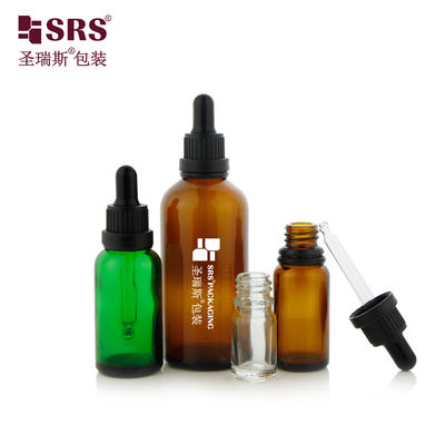 کلاه ضد دستکاری سر بزرگ 5ml 10ml 15ml 20ml 30ml 50ml 100ml بطری قطره شیشه ای برای مراقبت از پوست
