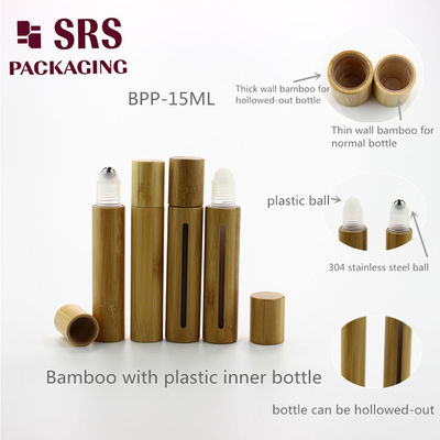 SRS خالي آرایشی واقعی بامبو پلاستیکی رول روی بطری 5ml 8ml 10ml 15ml